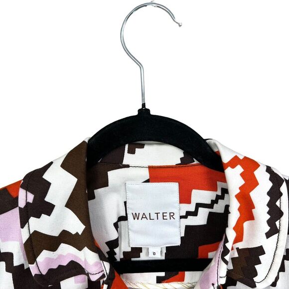 Walter Baker Jacket Lightweight Collared Belted 5 Button Multi Color Women Sz 0 - Picture 3 of 6